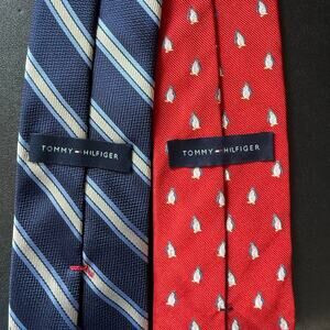 Tommy Hilfiger Silk Tie Set | Classic Striped & Penguin Print Preppy Neckties